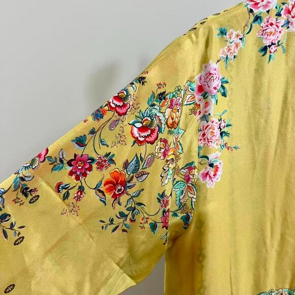 $880 NWOT Johnny Was Long Reversible Silk Embroidered Bohemia Kimono Size S - Picture 8 of 16